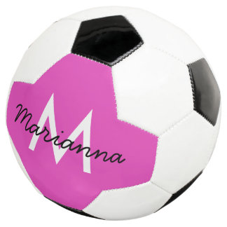 Personalised Name Initial Girly Bright Pink Soccer Ball