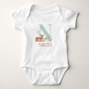 Personalised Name Initial Letter N Baby Bodysuit