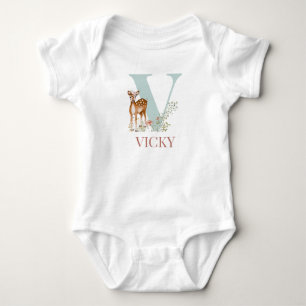 Personalised Name Initial Letter V Baby Bodysuit