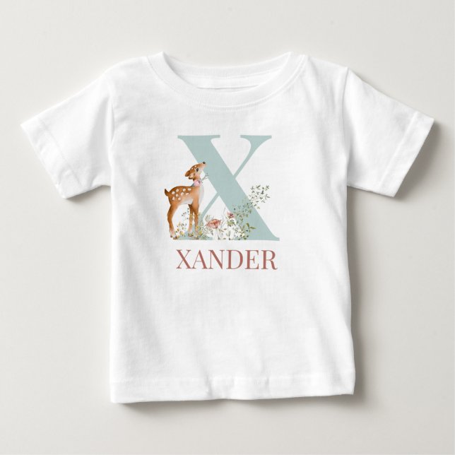 Personalised Name Initial Letter X Baby T-Shirt (Front)