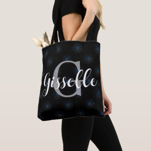 Personalised Name & Initial Starburst Pattern Tote Bag