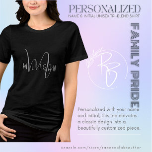 Personalised Name & Initial Unisex Tri-Blend Shirt