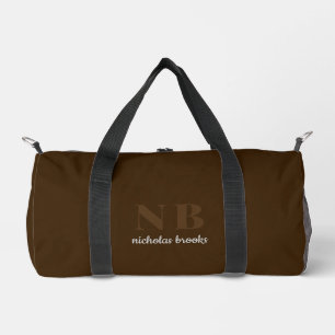 Personalised Name Initials Modern Trendy Brunette Duffle Bag