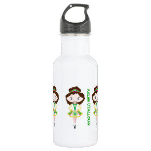 Personalised name irish dancing troupe brown hair 532 ml water bottle