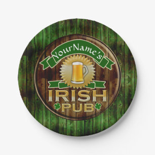 Personalised Name Irish Pub Sign St. Patrick's Day Paper Plate