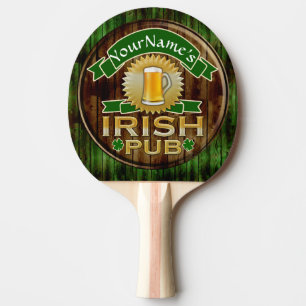 Personalised Name Irish Pub Sign St. Patrick's Day Ping Pong Paddle