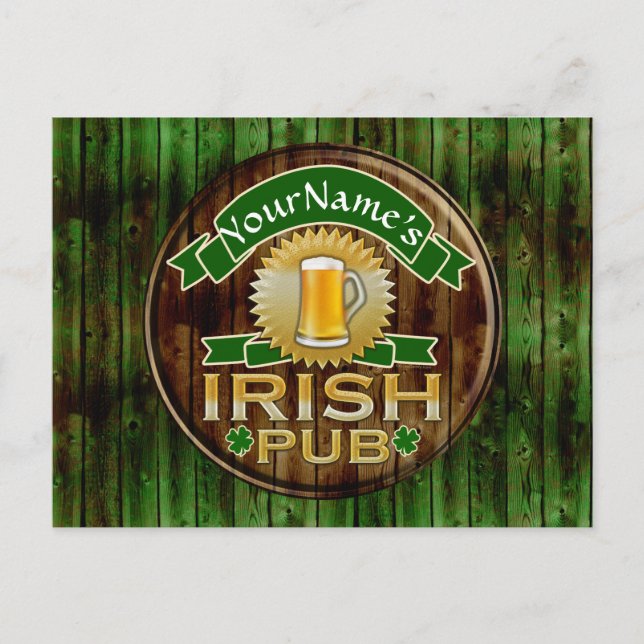 Personalised Name Irish Pub Sign St. Patrick's Day Postcard (Front)