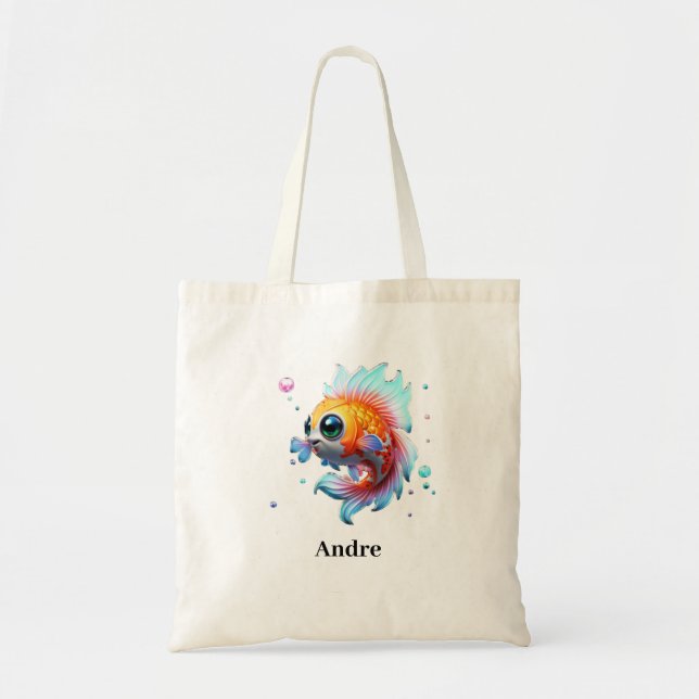 Personalised Name Japanese Koi Fish Tote Bag (Front)