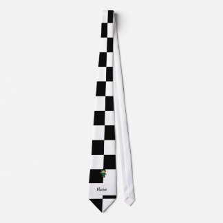 Personalised name jet pilot black white chequered tie