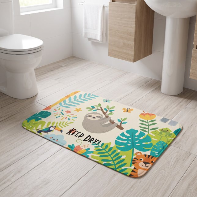 Personalised Name Jungle Fun Bath Mat (Creator Uploaded)