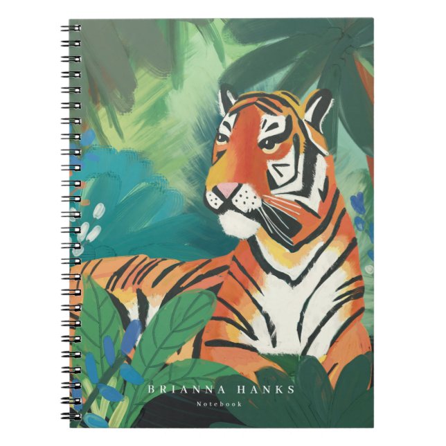 Personalised Name Jungle TIger Notebook (Front)