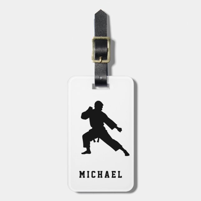 Personalised Name Karate / Taekwondo / judo Luggage Tag (Front Vertical)