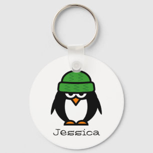Personalised name keychain for penguin lovers