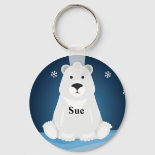 personalised name keychain with polar bear