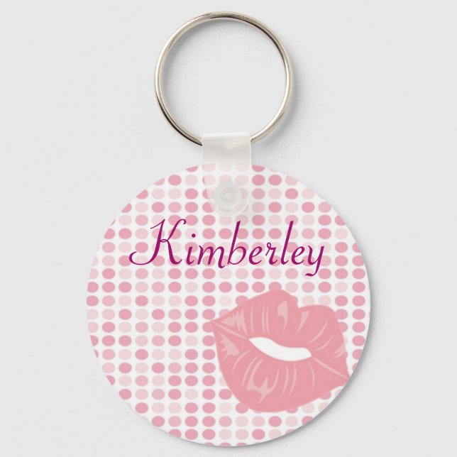 Personalised Name Keyring - Pink Lips (Front)