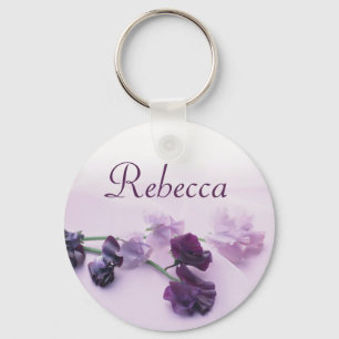 Personalised Name Keyring - Purple Flowers