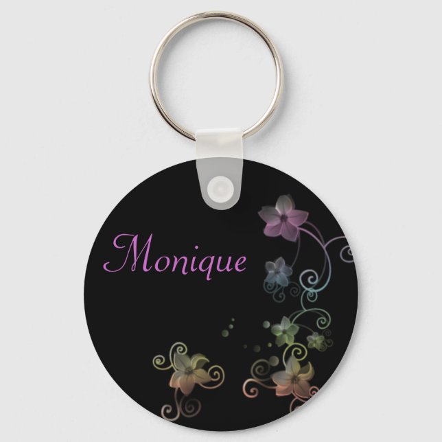Personalised Name Keyring - Rainbow Flowers (Front)