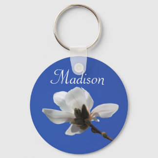 Personalised Name Keyring - White Flower