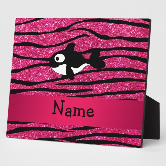 Personalised name killer whale zebra stripes plaque (Side)
