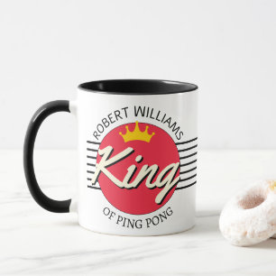Personalised Name King Of Ping pong Red Circle  Mug