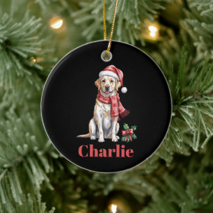 Personalised Name Labrador Retriever Christmas Ceramic Tree Decoration