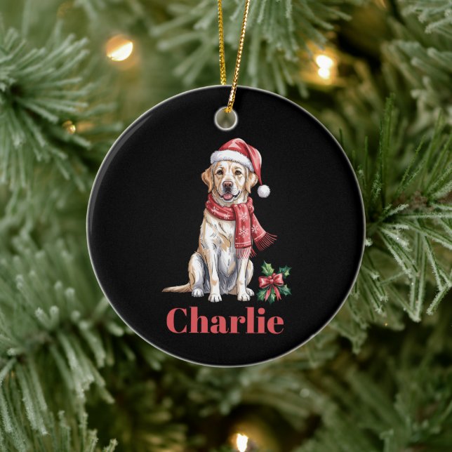 Personalised Name Labrador Retriever Christmas Ceramic Tree Decoration (Tree)