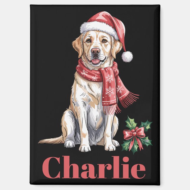 Personalised Name Labrador Retriever Christmas Magnet (Front)