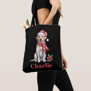 Personalised Name Labrador Retriever Christmas Tote Bag