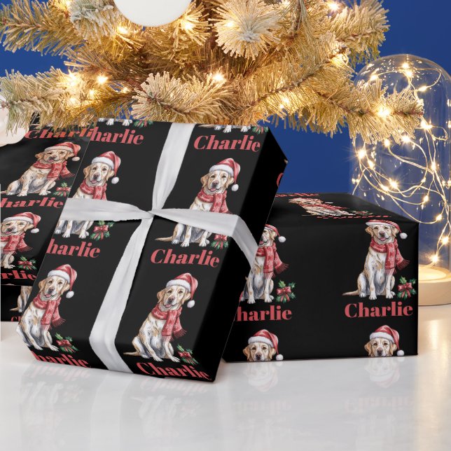 Personalised Name Labrador Retriever Christmas Wrapping Paper (Holidays)