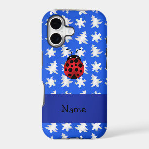Personalised name ladybug blue snowflakes trees