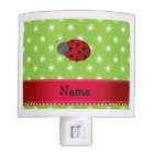 Personalised name ladybug green flowers