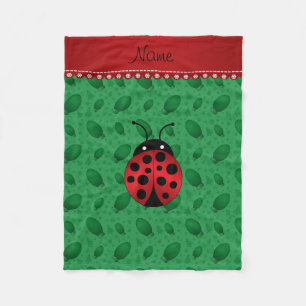 Personalised name ladybug green light trees fleece blanket