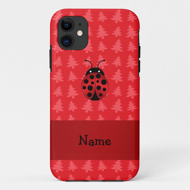 Personalised name ladybug red christmas trees Case-Mate iPhone case (Back)
