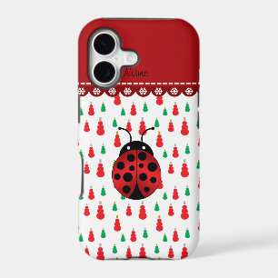 Personalised name ladybug red green snowmen
