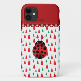 Personalised name ladybug red green snowmen Case-Mate iPhone case