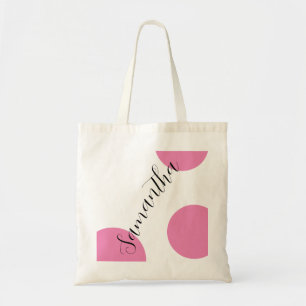 Personalised Name Large Pink Polka Dots Tote Bag