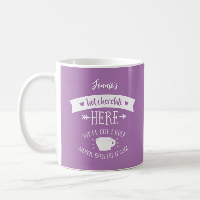 Personalised Name Lavender Hot Chocolate Mug (Left)