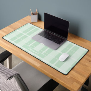 Personalised Name Light Green Plaid Cute Office Desk Mat