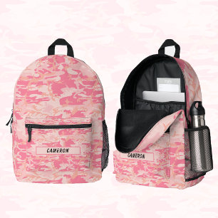 Personalised Name Light Pink Camouflage Printed Backpack