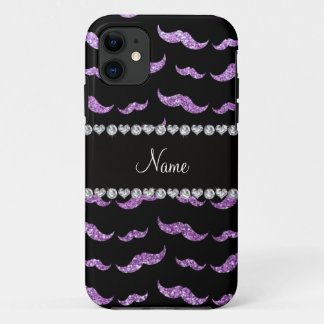 Personalised name light purple glitter moustaches Case-Mate iPhone case