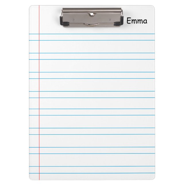Personalised Name Lined Notebook Paper Clipboard (Front)