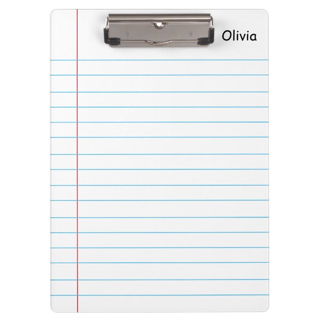 Personalised Name Lined Notebook Paper Clipboard  (Front)