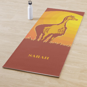 Personalised Name Llama Retro Sunset Vintage Yoga Mat