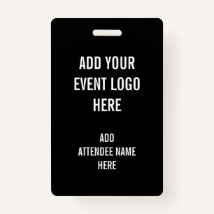 Personalised Name Logo Black White Event ID Badge