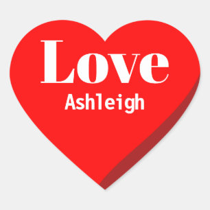 Personalised Name Love Red Heart Sticker