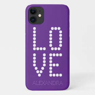 Personalised Name & Love Smart Font On Purple Case-Mate iPhone Case