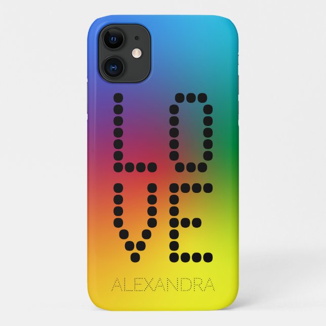 Personalised Name & Love Trendy Font, Rainbow Case-Mate iPhone Case (Back)