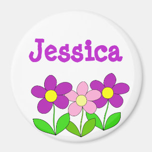 Personalised Name Magnet, Pink and Purple Flowers Magnet