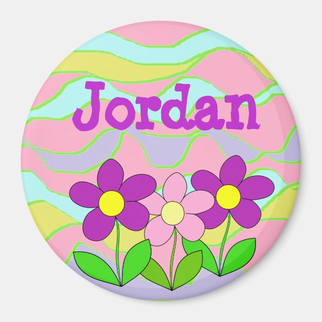 Personalised Name Magnet, Pink, Blue, Purple Magnet (Front)