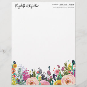 Personalised Name Mailing Address Floral Blooms Custom Letterhead